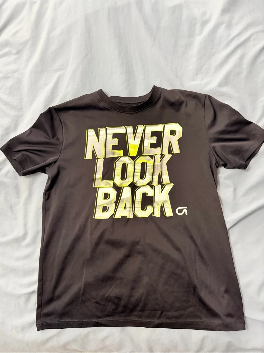 GAP Kid's Black Dry Tee with Yellow 'Never Look Back' Graphic